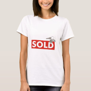 T-shirt Clés vendues rouges de signe d'immobiliers pour