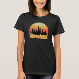 T-shirt Cleveland Oh Skyline Silhouette Sunset I Love Clev