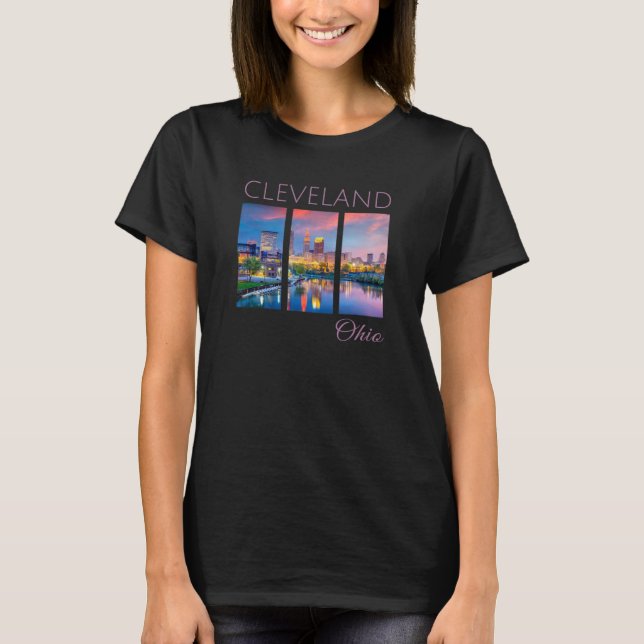 T-shirt Cleveland Sunset CLE The Land Downtown Skyline Ohi (Devant)