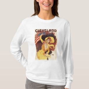 T-shirt Cleveland va à vélo la fille américaine en jaun