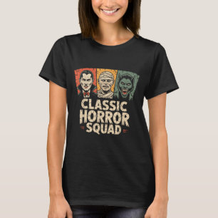 T-shirt Clic Horror Squad Vintage Rétro Monstre Halloween