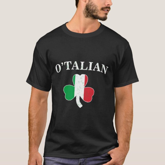 T-shirt Clic O'talian Shamrock Et Italie Drapeau Irlandais (Devant)