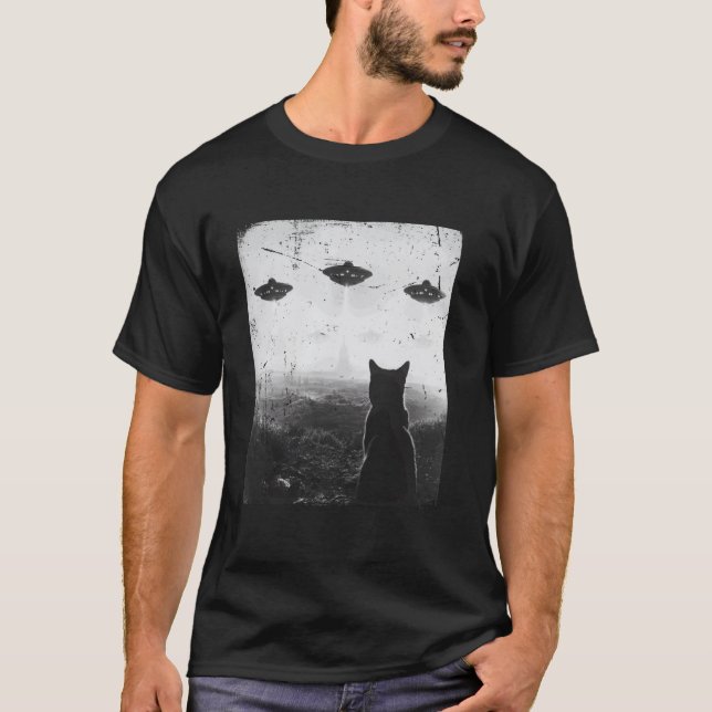 T-shirt Cliché de chat avec un amant extraterrestre UFO Ca (Devant)