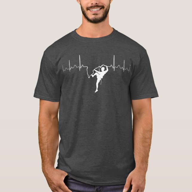 T-shirt Climbing Heartbeat Rock Mountain Bouldering Gift (Devant)