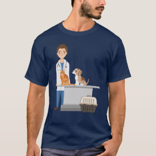 T-shirt Clinique Vétérinaire Homme Vétérinaire Avec Animau