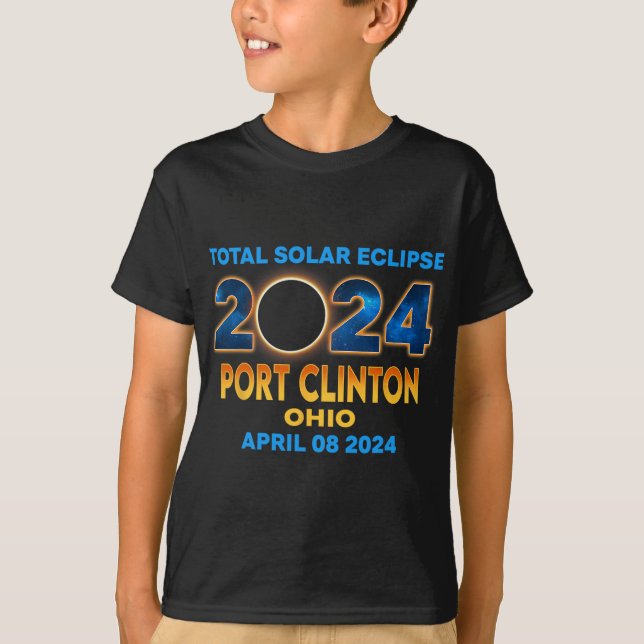 T-shirt Clinton Ohio Eclipse 2024 Total Éclipse Solaire (Devant)