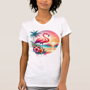 T-shirt Clipart coucher de soleil Flamant rose rose