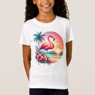 T-Shirt Clipart coucher de soleil Flamant rose rose