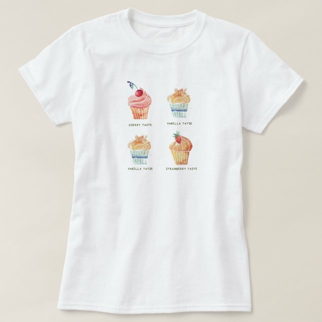 T-shirt Clipart de cupcakes à l'aquarelle (Design devant)