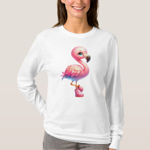 T-shirt Clipart de dessin Flamant rose aquarelle