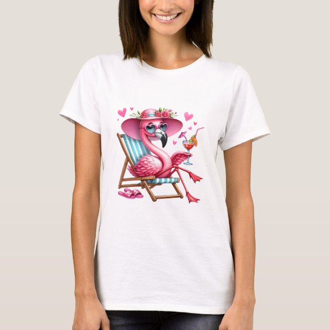 T-shirt Clipart de Flamant rose mignonne (Devant)