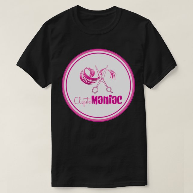 T-shirt CliptoMANIAC rose sur noir (Design devant)