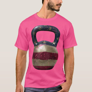 T-shirt Cloche kettlebell Drapeau Américain Rustique Muscu