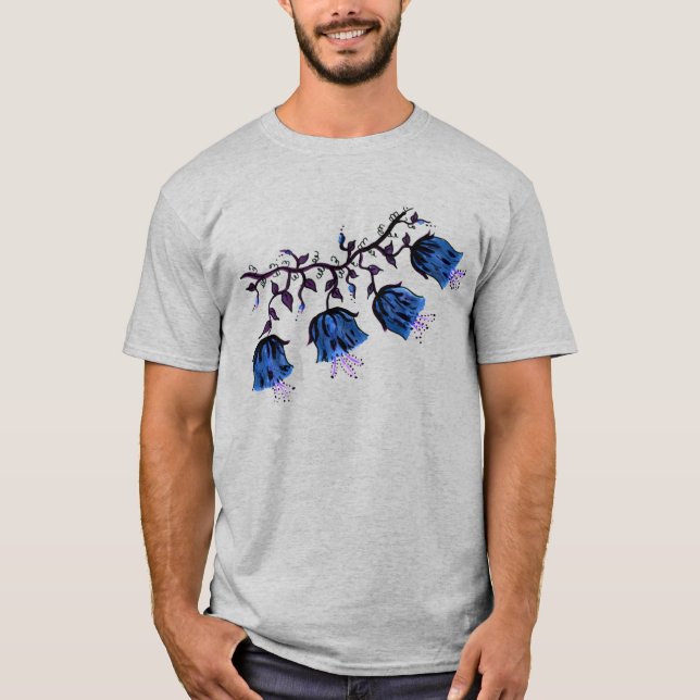 T-shirt Cloches Canterbury Bleues sur les fleurs de vigne (Devant)