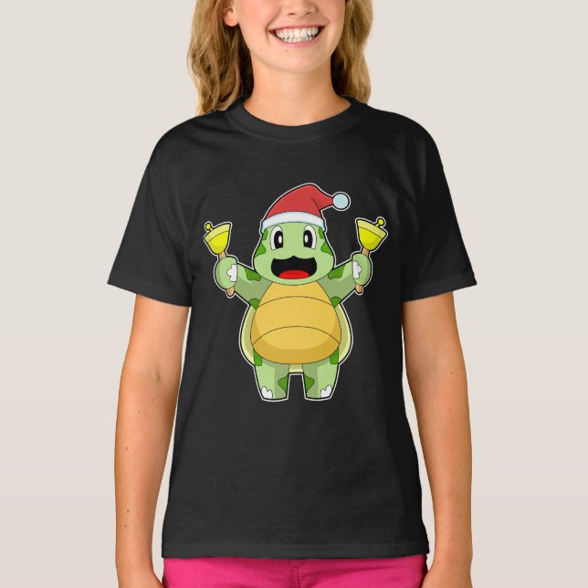 T-shirt Cloches de Noël de la tortue (Devant)
