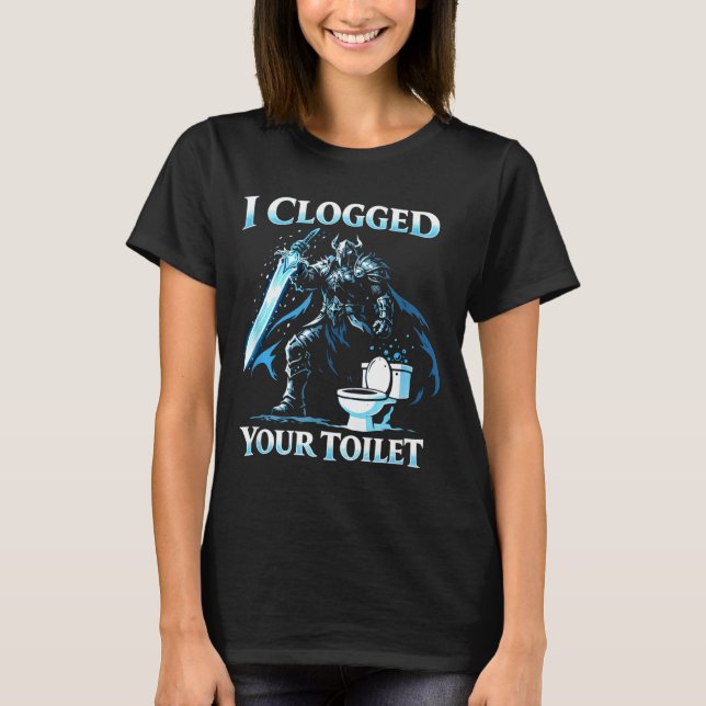 T-shirt Clogged toilet funny alpha wolf meme stupid (Devant)