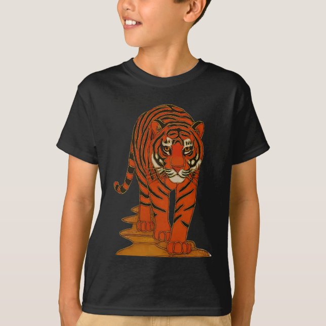 T-shirt Cloisonne Art Tiger on the Jungle Path (Devant)