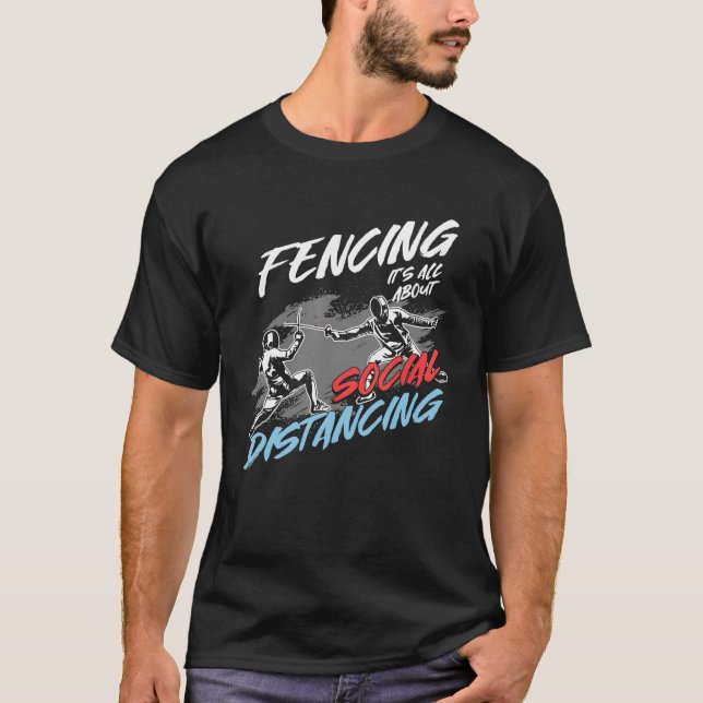 T-shirt Clôture Distances sociales Fencer Fence Masque Lon (Devant)