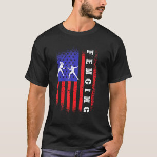 T-shirt Clôture États-Unis Drapeau sabre Epee Fencer