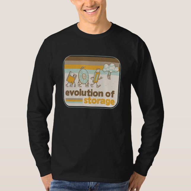 T-shirt Cloud Cloud Geeky Retro Storage Evolution Disk USB (Devant)