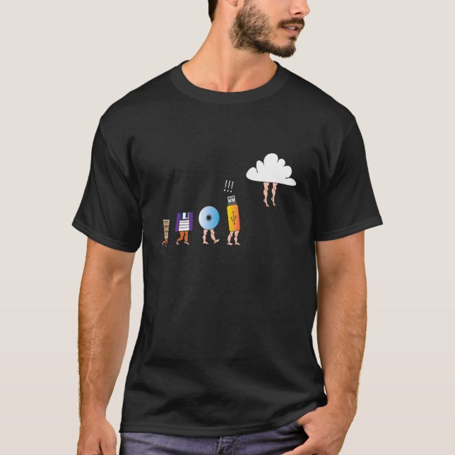 T-shirt Cloud Storage Computer Evolution USB CD File Serv (Devant)