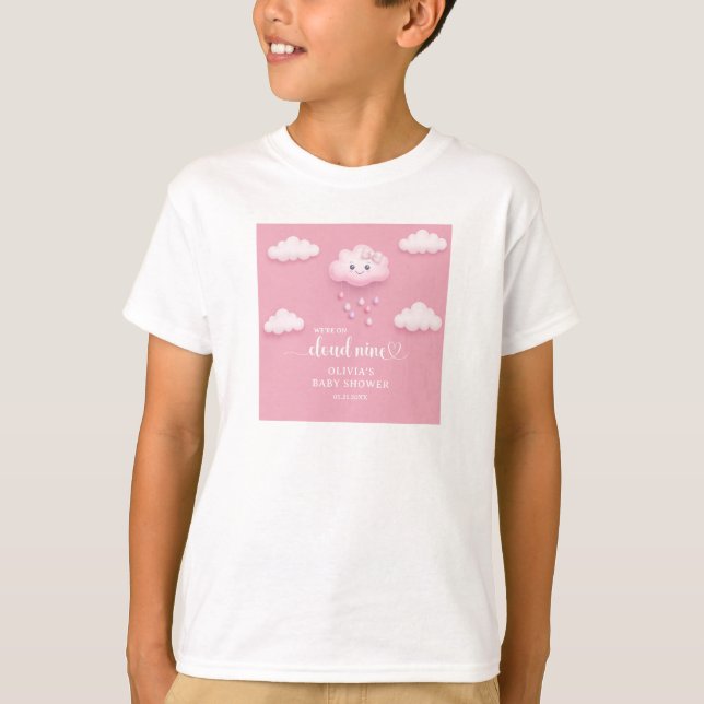 T-shirt Cloud tendance neuf ciel rose fille baby shower (Devant)