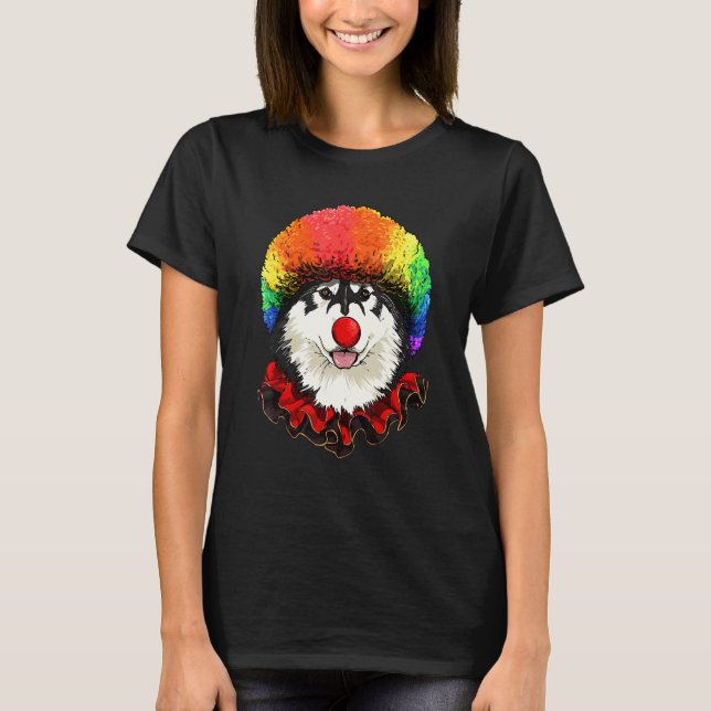 T-shirt Clown Alaskan Malamute Carnival Circus Staff Husky (Devant)