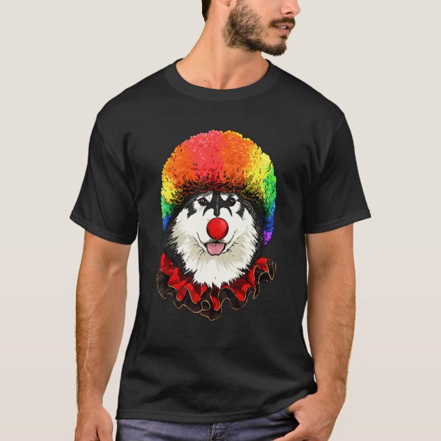 T-shirt Clown Alaskan Malamute Carnival Circus Staff Husky (Devant)