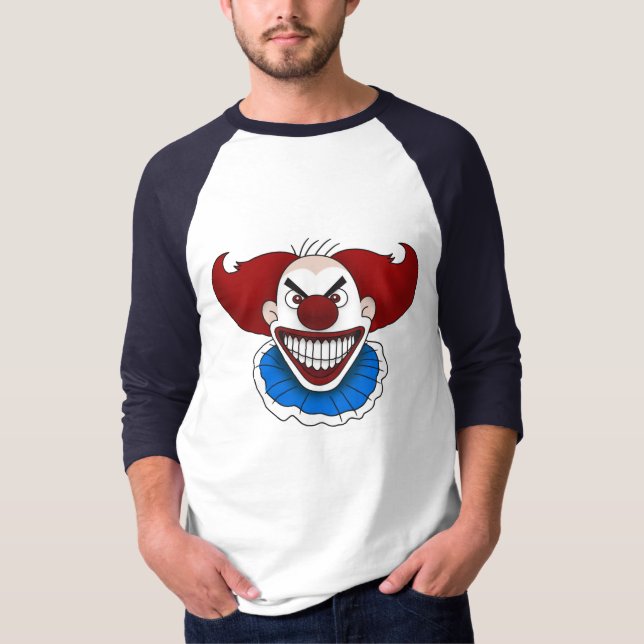 T-shirt Clown Psychopathe Basic Raglan 3/4 Manches (Devant)
