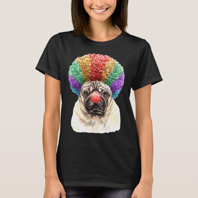 T-shirt Clown Pug Aquarelle 127 (Devant)