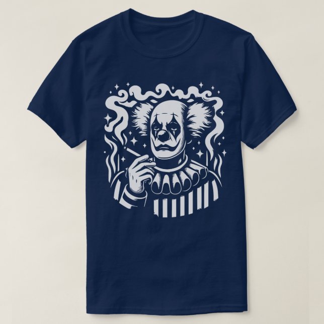T-shirt clown triste fumer une cigarette 1 (Design devant)