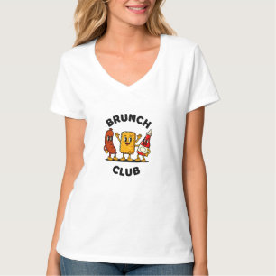 T-shirt Club Brunch Dessin Animé Rétro Nourriture Amusant