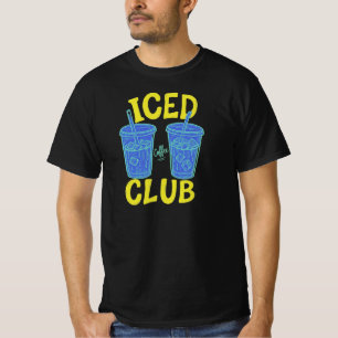 T-shirt Club Café Glacé Bleu Jaune Été Amateur de Café