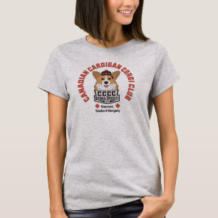 T-shirt Club canadien Cardigan Corgi Gray pour femmes