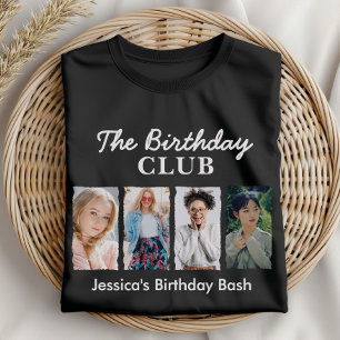 T-shirt Club d'anniversaire personnalisé avec 4 photos et 