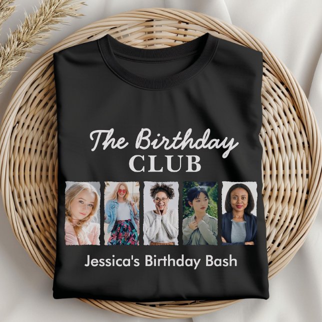 T-shirt Club d'anniversaire personnalisé avec 5 photos et  (Créateur téléchargé)