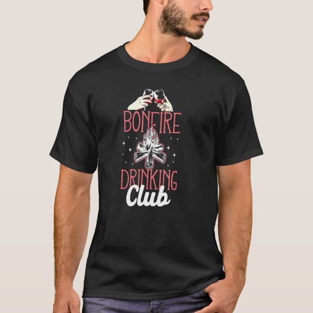 T-shirt Club de boisson de feu de camp Camping Alcoolisé S (Devant)
