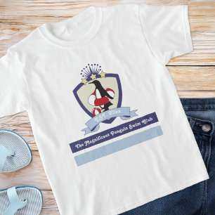 T-shirt Club de natation Crest Cute Cartoon Penguin