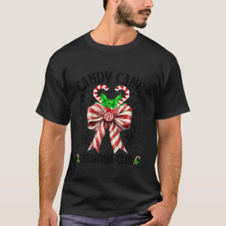 T-shirt Club de Noël sucre de canne Coquette Bow Retro Xma