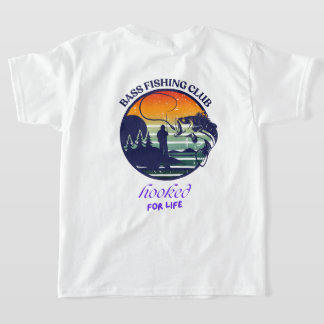 T-shirt Club de pêche à la basse rétro coucher de soleil