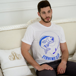 T-shirt Club de pêche minimaliste bleu