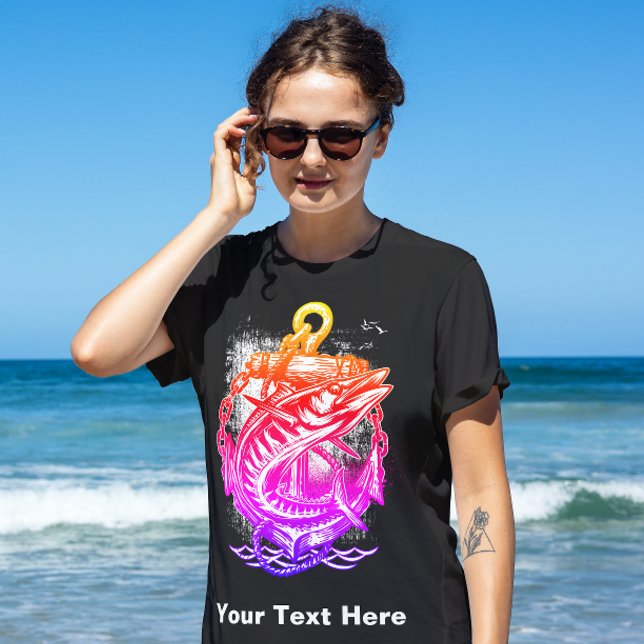 T-shirt club de pêche rose rouge (Créateur téléchargé)