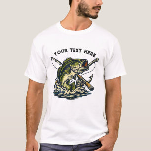 T-shirt Club de pêche vintage Emblème de poisson bass rétr