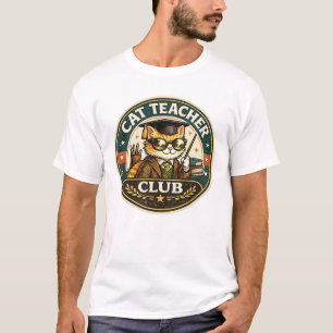 T-shirt Club de Professeur de Chat Badge Rétro