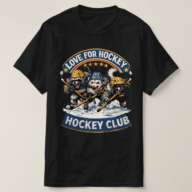 T-shirt Club drôle d'animaux de hockey - Amour classique d (Design devant)