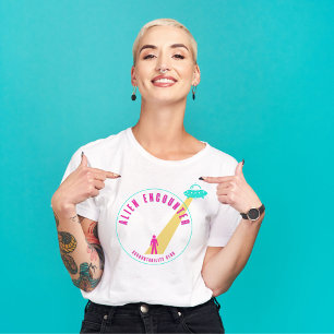 T-shirt Club Rencontre Alien Funny Hot Rose & Turquoise Gr