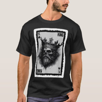 T-shirt Clubs Roi Creepy Bone Jeu de Cartes Gothique