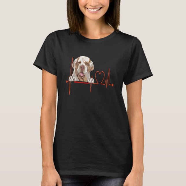 T-shirt Clumber Spaniel Dog Heartbeat EKG My Dogs Are My C (Devant)