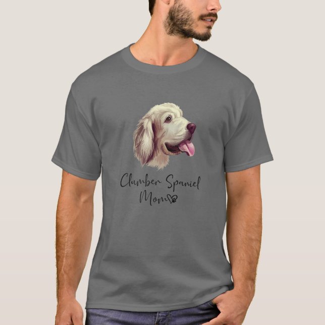 T-shirt Clumber Spaniel Maman mignonne Chien Chien Proprié (Devant)