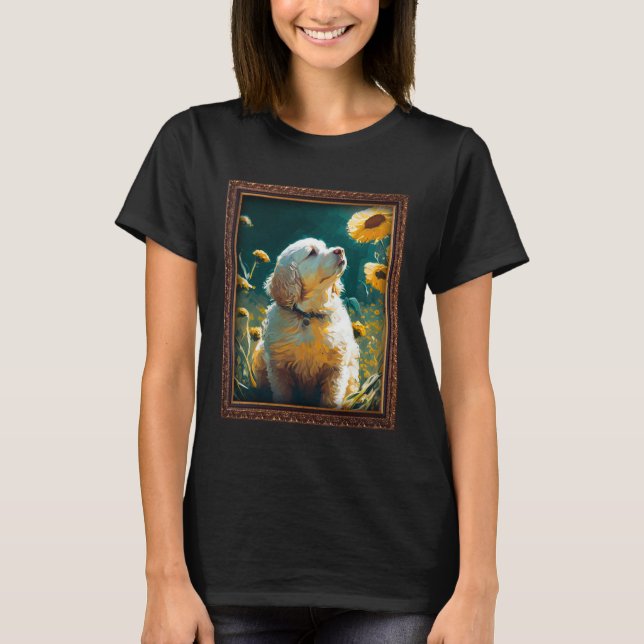 T-shirt Clumber Spaniel Painting Sunflower Flower Mom Wome (Devant)